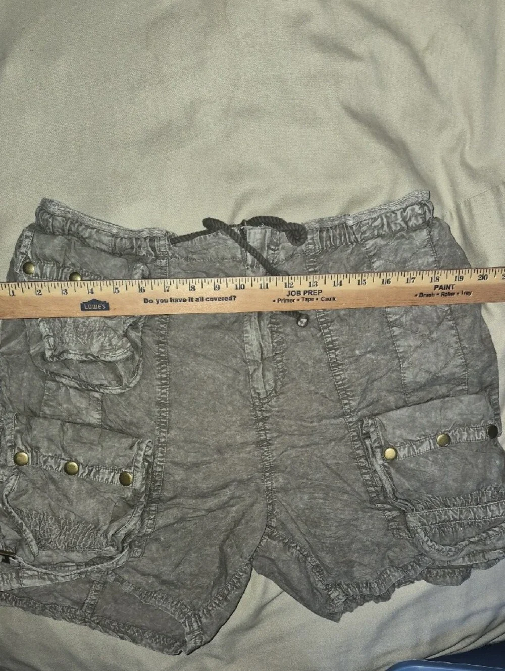 Free People Gray Washed Cargo Shorts with Utility Pockets